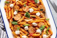 One Pan Caprese Chicken Sausage Pasta