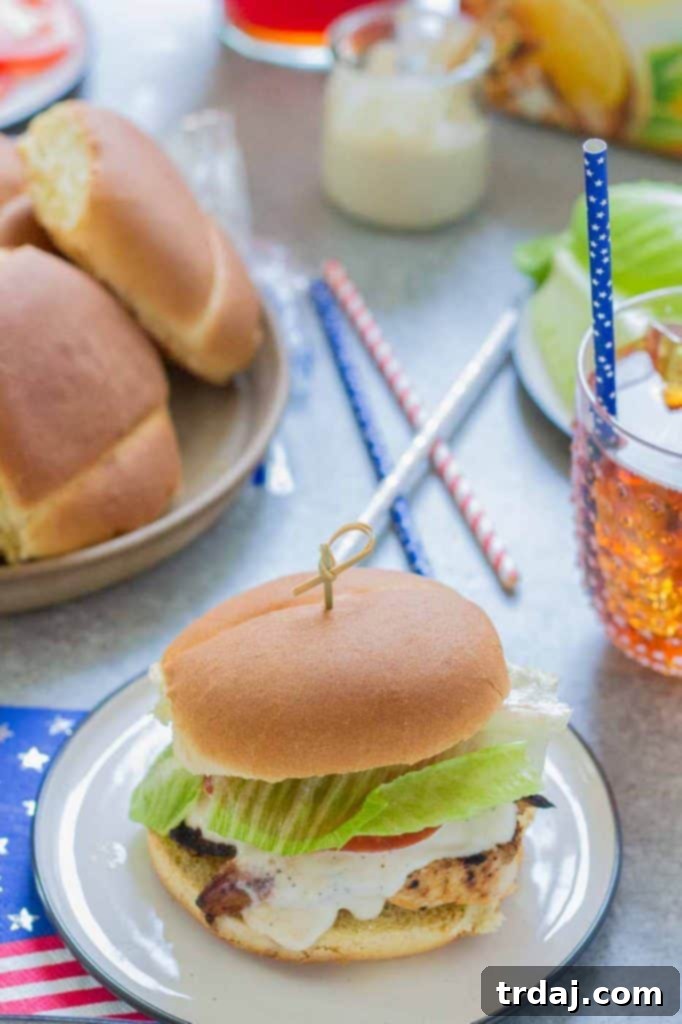 Grilled Buffalo Chicken Sandwiches on a wooden platter