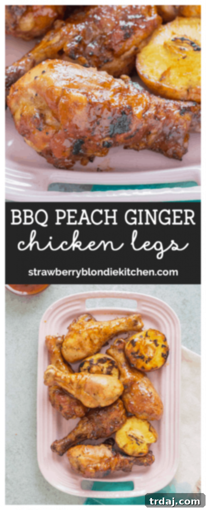 A final close-up image of the BBQ Peach Ginger Glazed Chicken Legs, highlighting their enticing glaze.