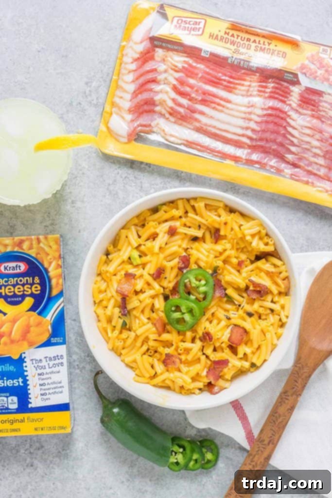 Jalapeño Bacon Grilled Cheese Hot Dog with a side of Jalapeño Bacon Mac and Cheese