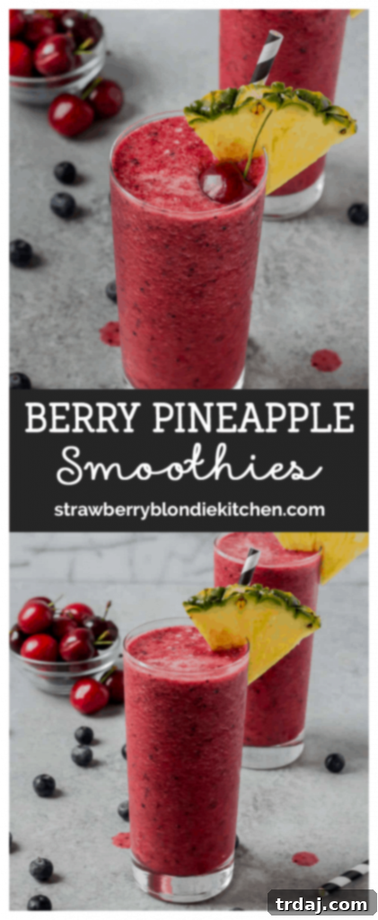 Healthy Berry Pineapple Smoothie with Fresh Berries