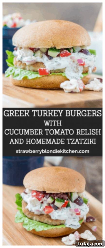Greek Turkey Burgers with Cucumber Tomato Relish