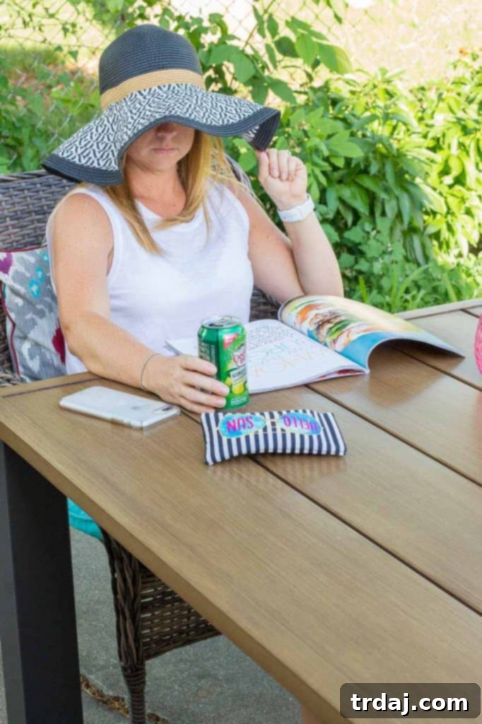 A stylish floppy sun hat for sun protection and a beachy look in your backyard