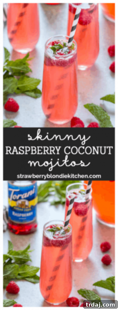Skinny Raspberry Coconut Mojitos - Final image with AD #ToraniEndlessSummer tag