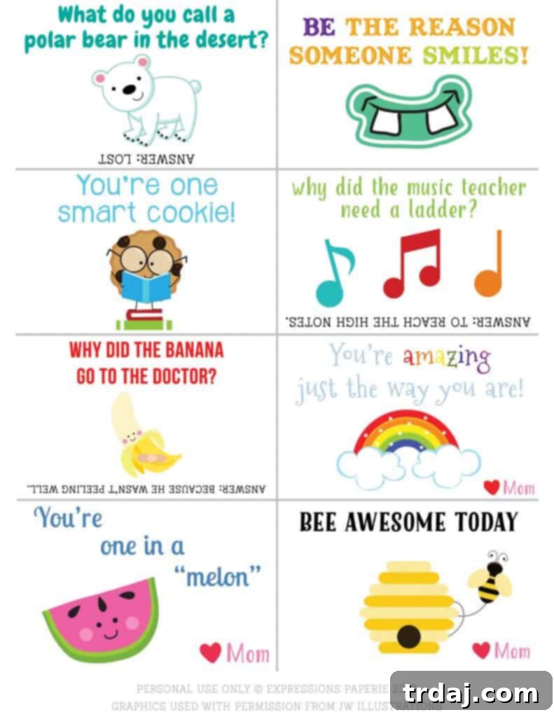 Free Printable Lunch Box Love Notes for Kids 3 Free Printable lunch box notes for children