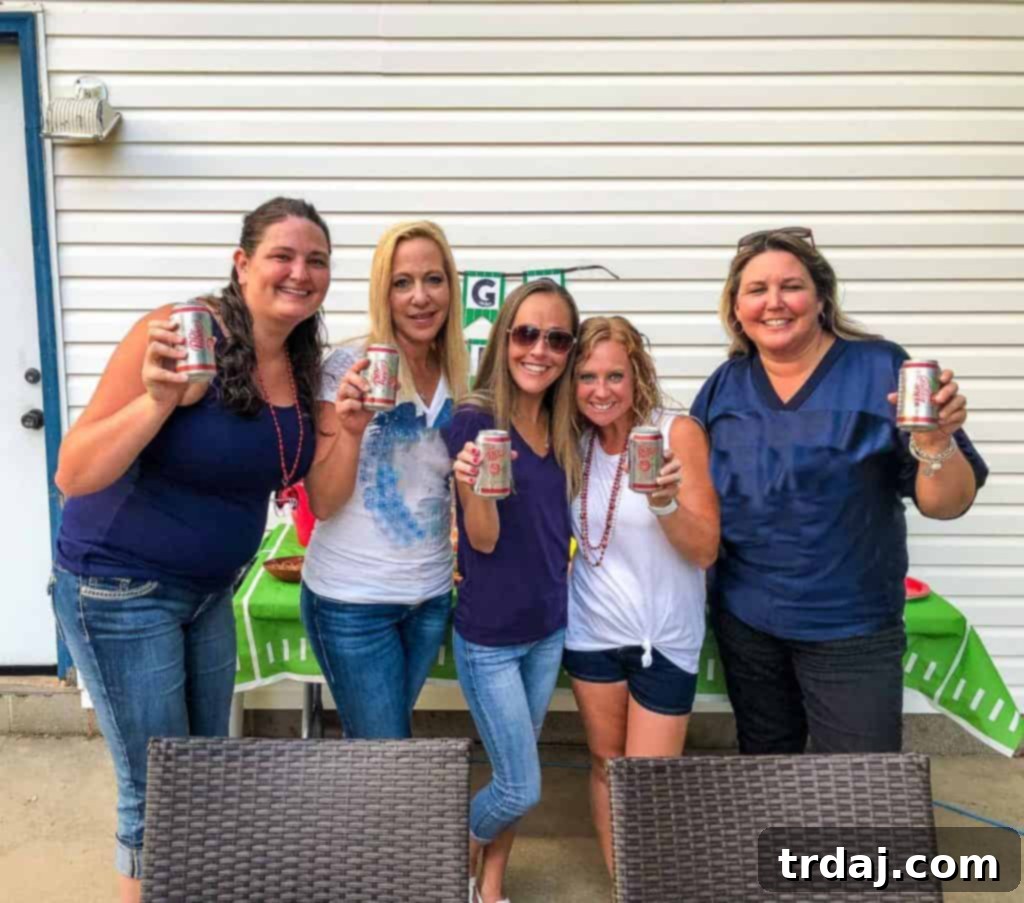 Friends gathered for a spirited homegate, ready for football, food, and fun.