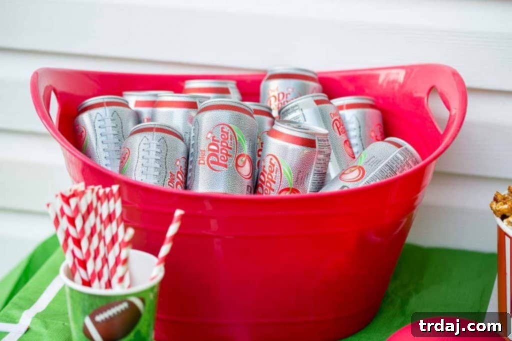 A vibrant homegating setup, complete with festive decor and a welcoming atmosphere.