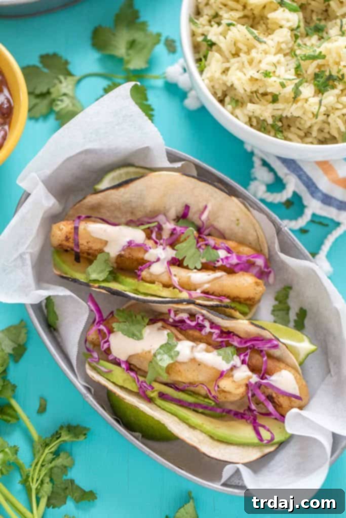 Close-up of a Spicy Baja Fish Taco, ready to be enjoyed