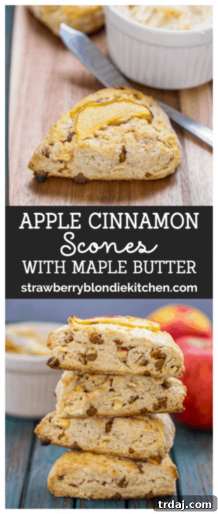 Discover your new favorite Fall treat: Apple Cinnamon Scones with creamy Maple Butter. Promotional image for Apple Cinnamon Scones with Maple Butter, highlighting the recipe and fall theme