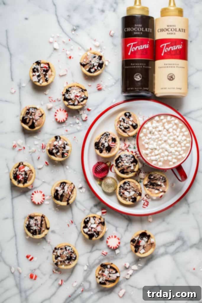 Peppermint White Chocolate Mocha Cookie Cups Ready to Serve