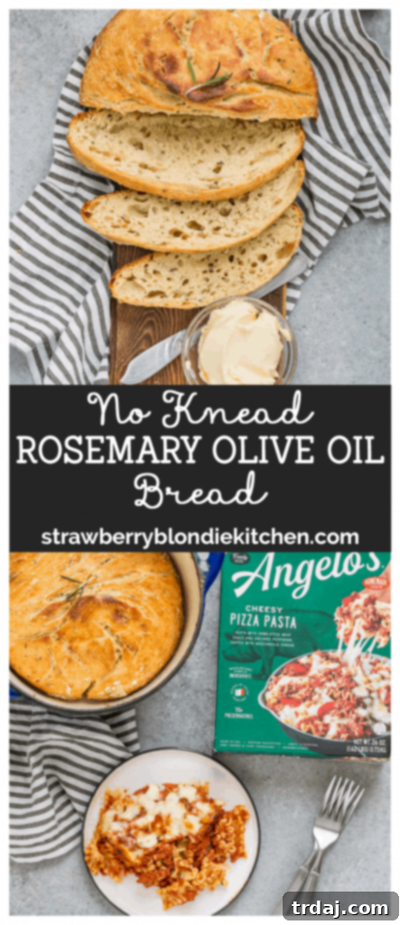 Aromatic No-Knead Rosemary Olive Oil Loaf 9 Homemade No-Knead Rosemary Olive Oil Bread slices on a cutting board