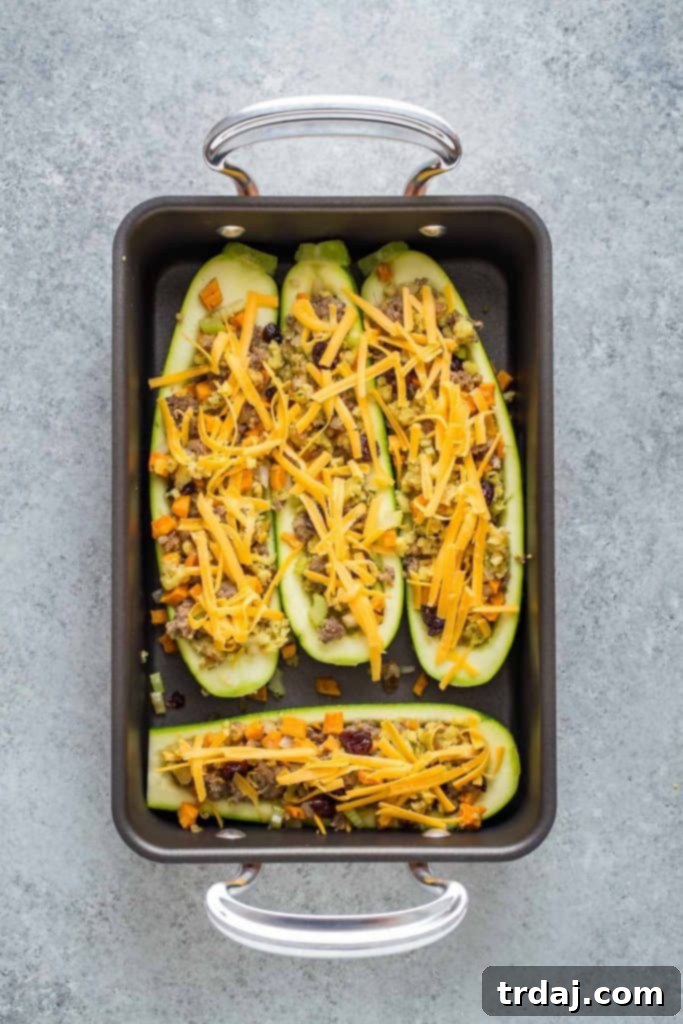 Ingredients for Zucchini Stuffing Boats including Kraft Stove Top and Cheddar