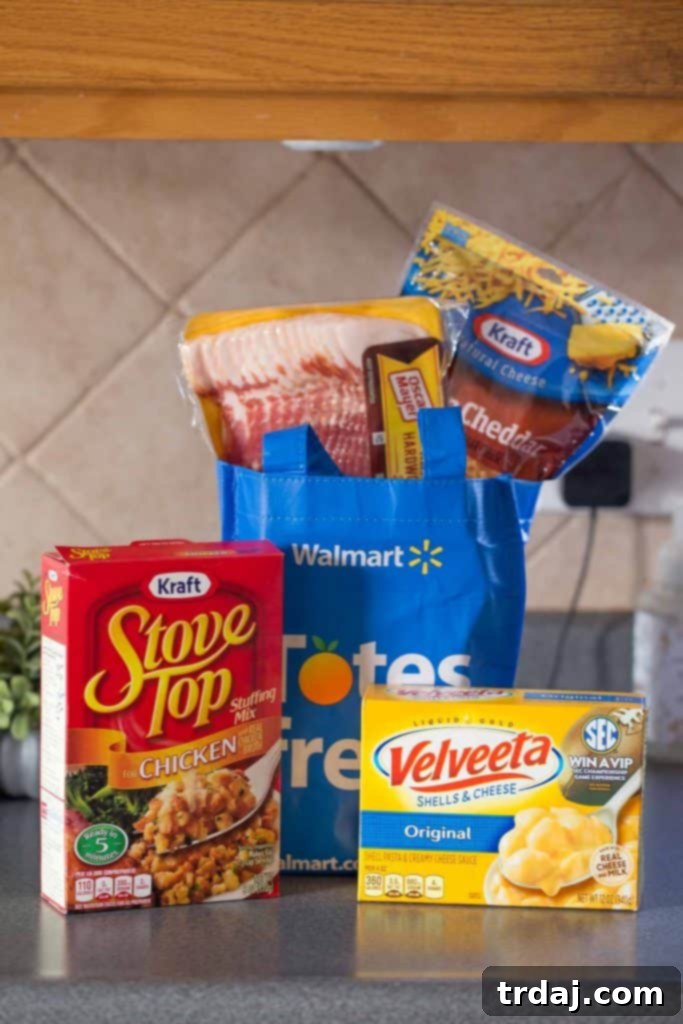 Walmart shopping cart filled with ingredients for Zucchini Stuffing Boats
