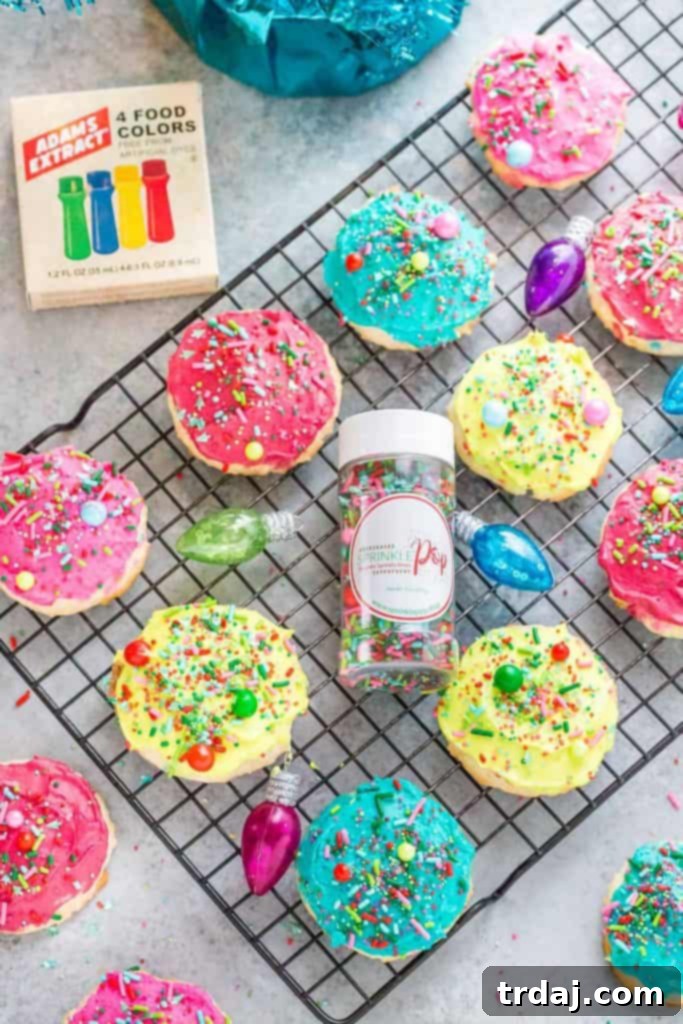 Collection of colorful Whoville Cookies on a festive background