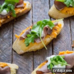 Final plated Roast Beef Crostini appetizer