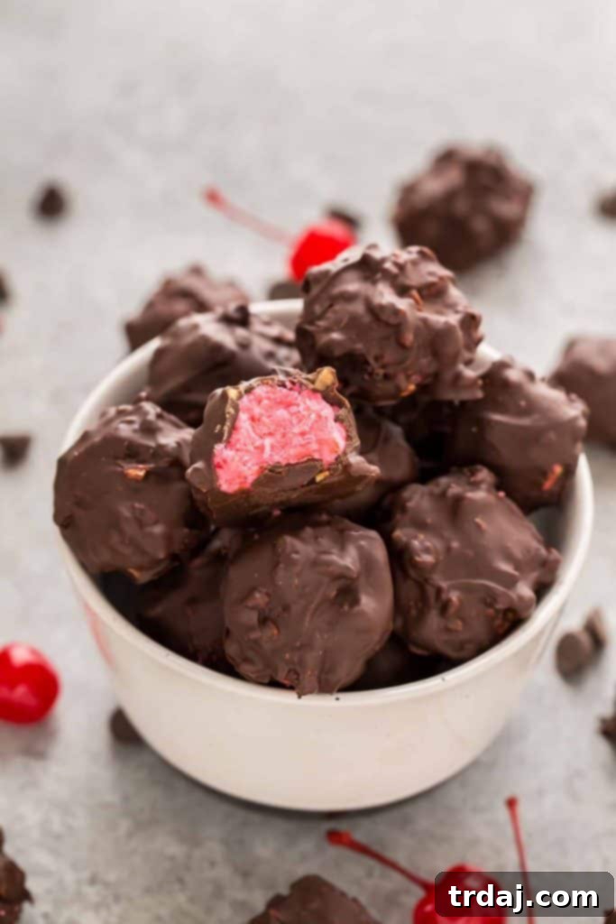 Beautifully arranged Cherry Mash Truffles, ready to be enjoyed