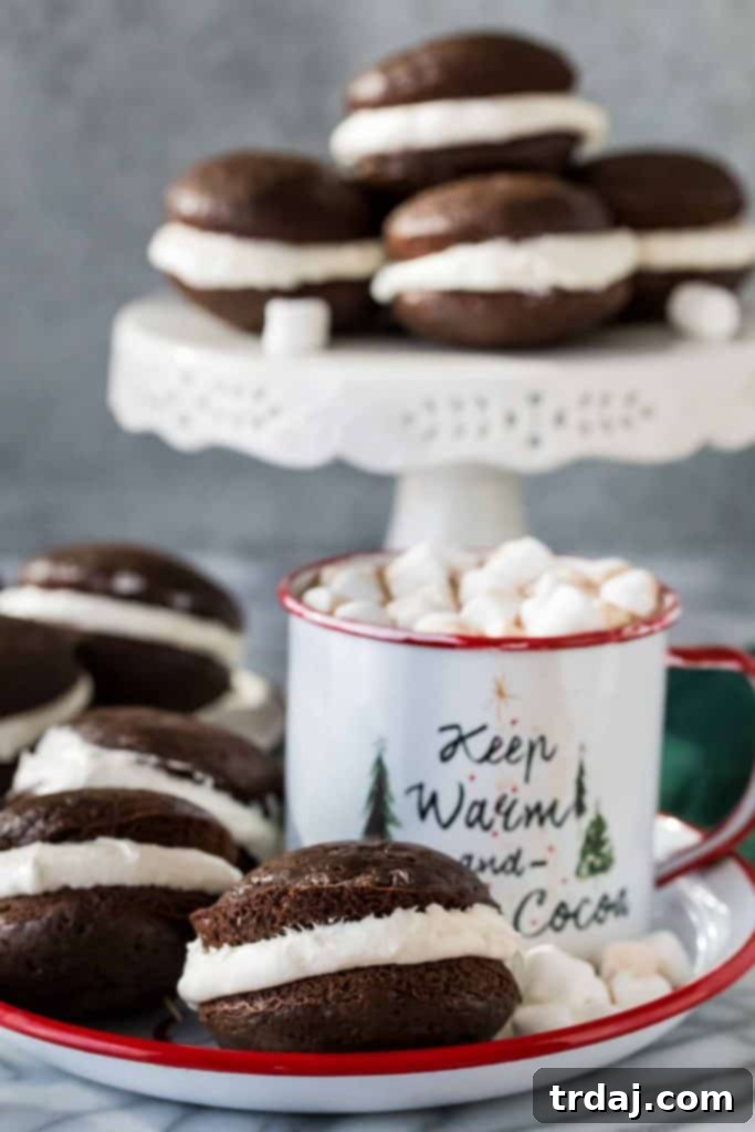 Delicious Hot Chocolate Whoopie Pies with Marshmallow Filling