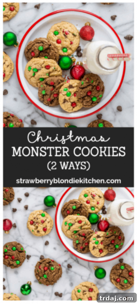 Christmas Monster Cookies 2 Ways with a recipe highlight