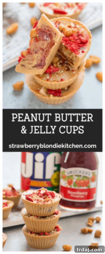 Peanut Butter and Jelly Cups with social media links