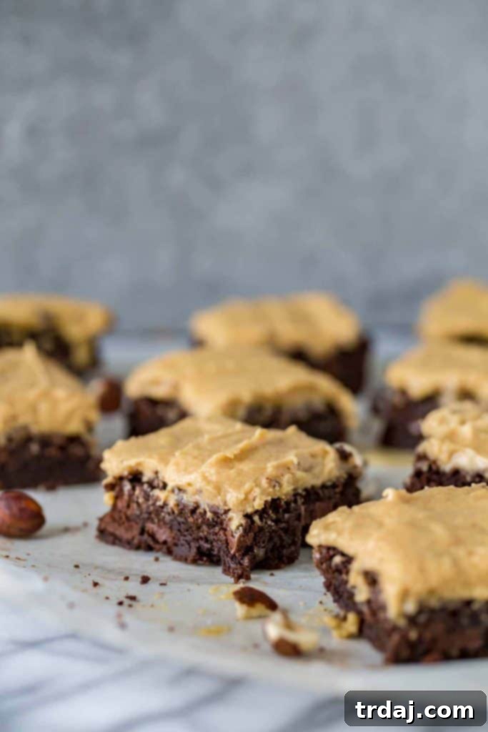 These Hazelnut Espresso Brownies are chewy, fudgy and packed with rich coffee flavor to bring out an intense chocolate experience only highlighted by the hazelnut buttercream frosting! Hazelnut Espresso Brownies - indulgent dessert with coffee and chocolate