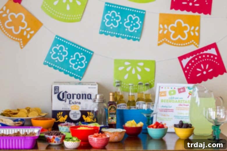 Vibrant Cinco de Mayo party setup with delicious food and drinks