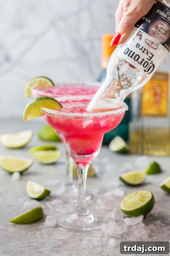 Close-up of a refreshing Prickly Pear Cactus Beergarita cocktail