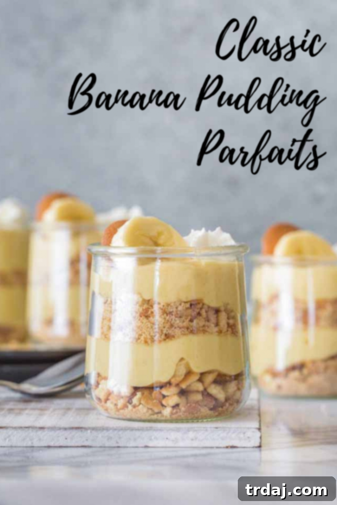 Classic Banana Pudding Parfaits banner, perfect for pinning.