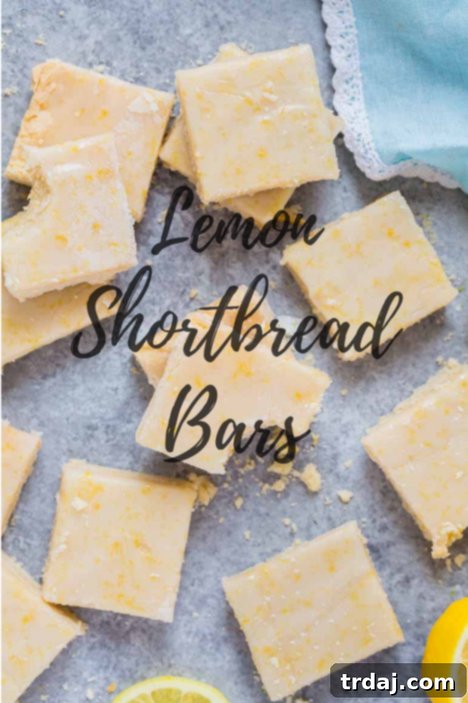 These Lemon Shortbread Bars are buttery and bursting with bright and fresh lemon flavors! Lemon Shortbread Bars - Final Image