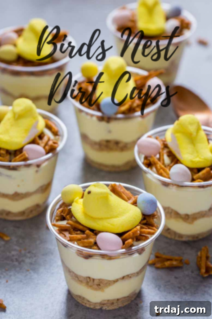 Birds Nest Easter Dirt Cups served in glasses, ready for a gathering