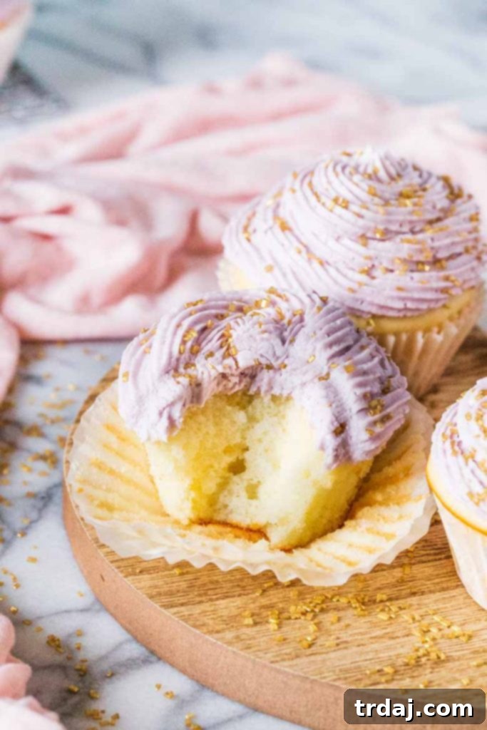 Champagne cupcake base cooling before frosting