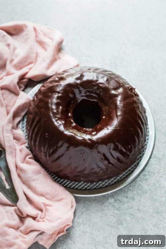 Ready-to-serve Espresso Marble Bundt Cake with coffee ganache