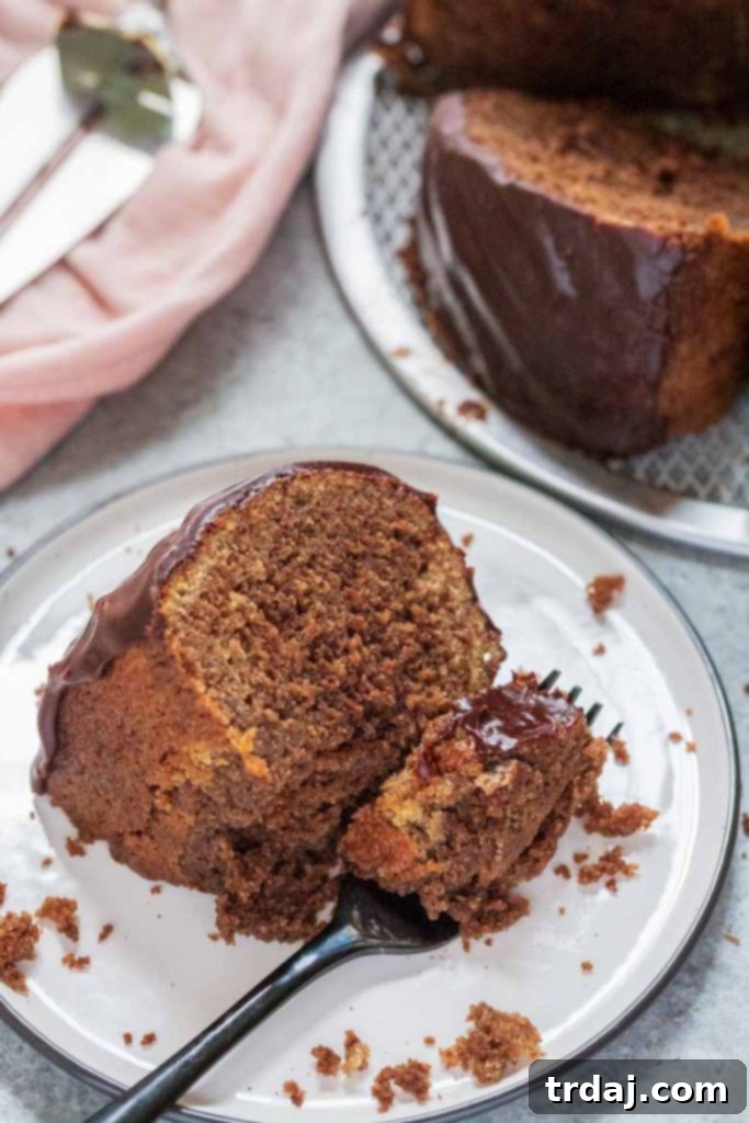 Beautifully sliced Espresso Marble Bundt Cake revealing marble pattern