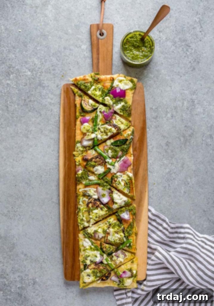 Delicious Grilled Vegetable Flatbreads with Ricotta and Salsa Verde, perfect for summer entertaining.