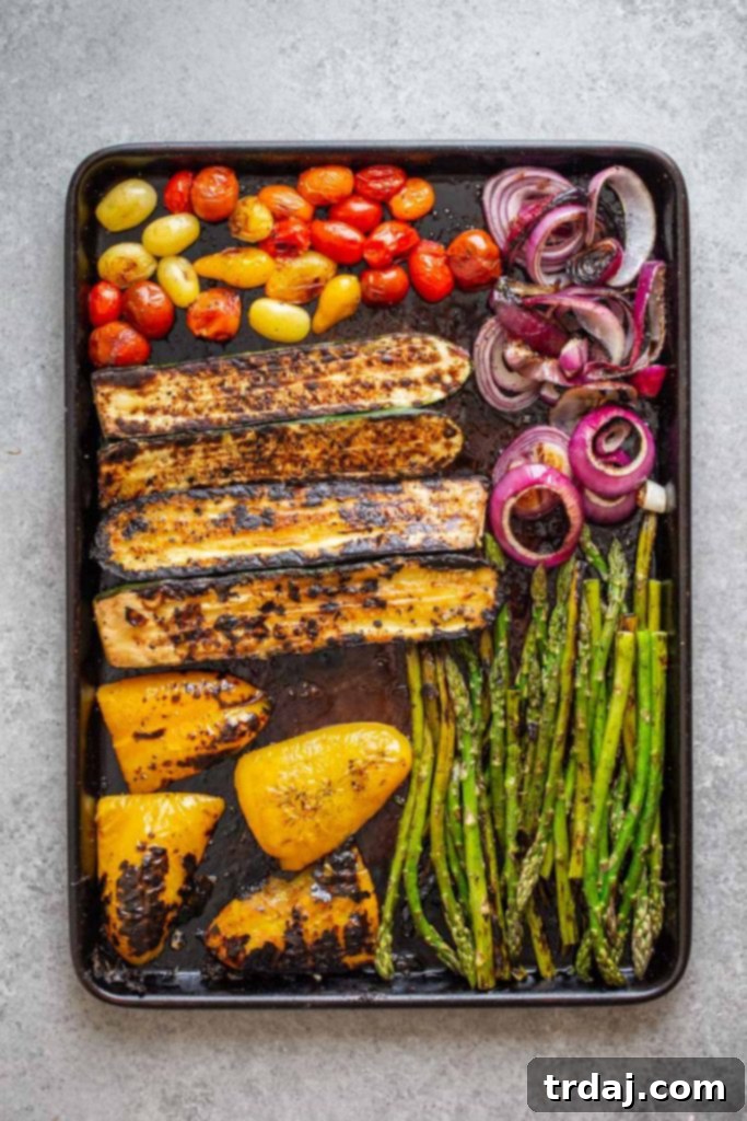 Platter of perfectly grilled and charred vegetables