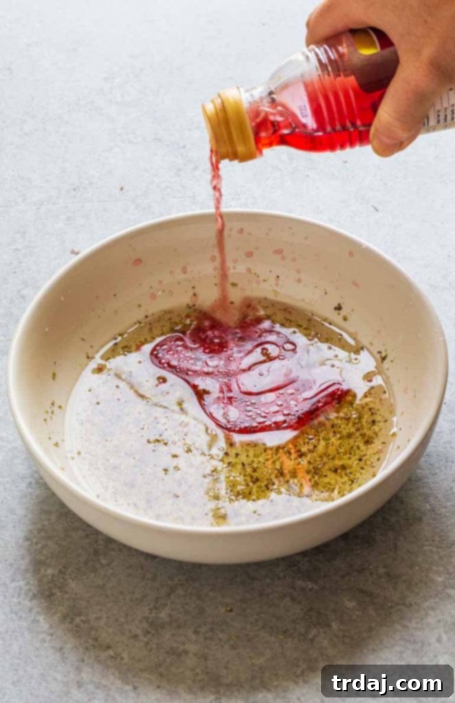 Ingredients for pasta salad dressing in a mason jar