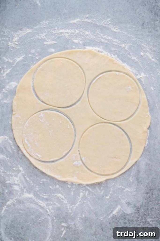 cut circles out of rolled out pie crust to make baked beef empanadas
