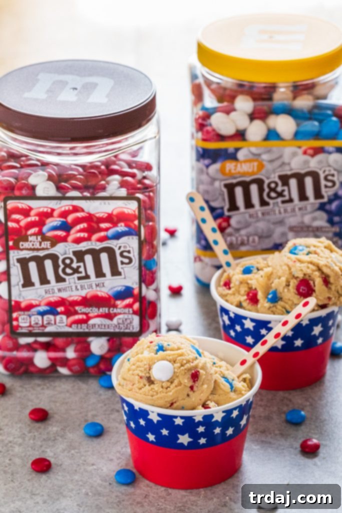 M&M's Red, White & Blue Milk Chocolate and Peanut Pantry Jars, ready to be incorporated into patriotic desserts.