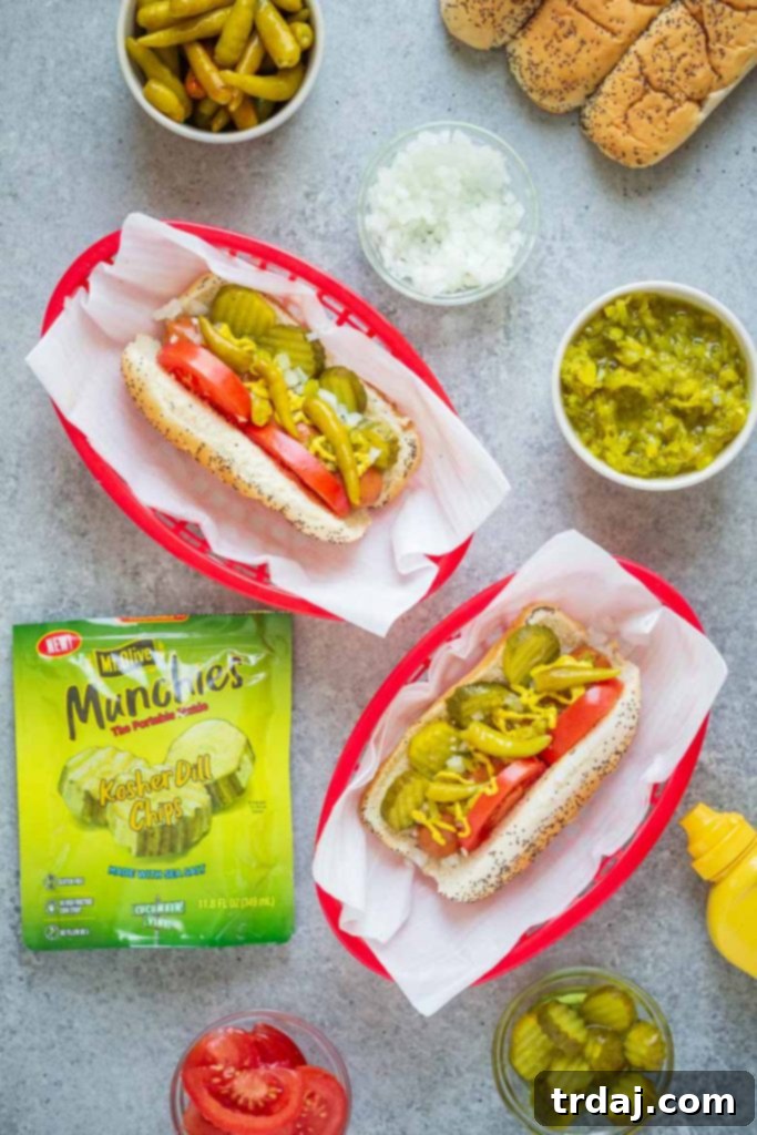 Chicago Style Hot Dog served on a poppy seed bun
