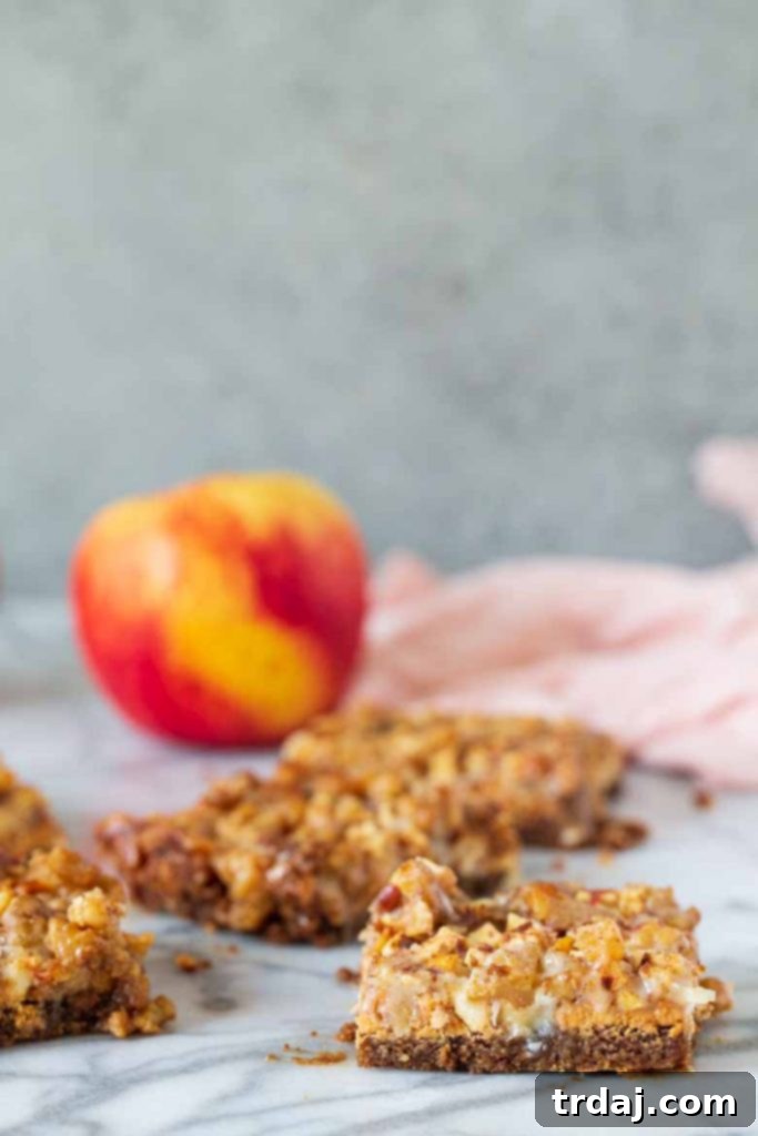 Close-up of Apple Butterscotch Magic Bars, showcasing their gooey layers