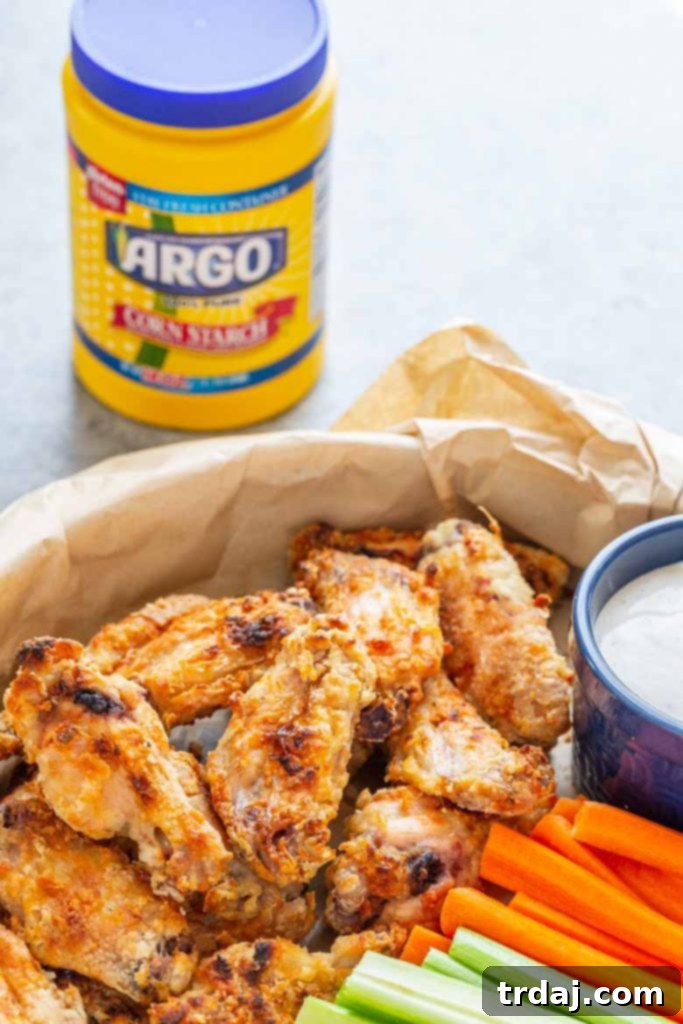 Crispy Baked Salt and Vinegar Chicken Wings made with Argo Corn Starch for extra crispiness