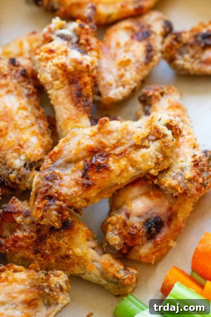 Plated Crispy Baked Salt and Vinegar Chicken Wings ready to be served