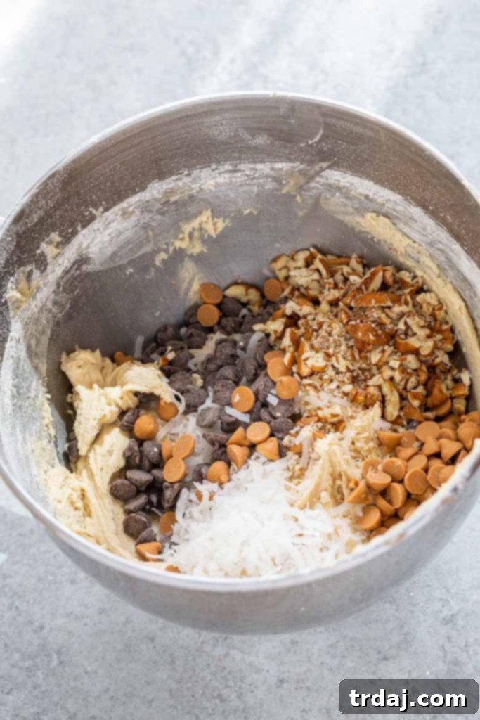 Seven Layer Cookie Dough with all ingredients mixed in.