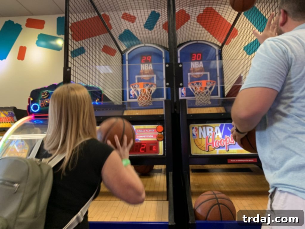 NBA Hoops game at Chuck E. Cheese, a popular arcade game for all ages