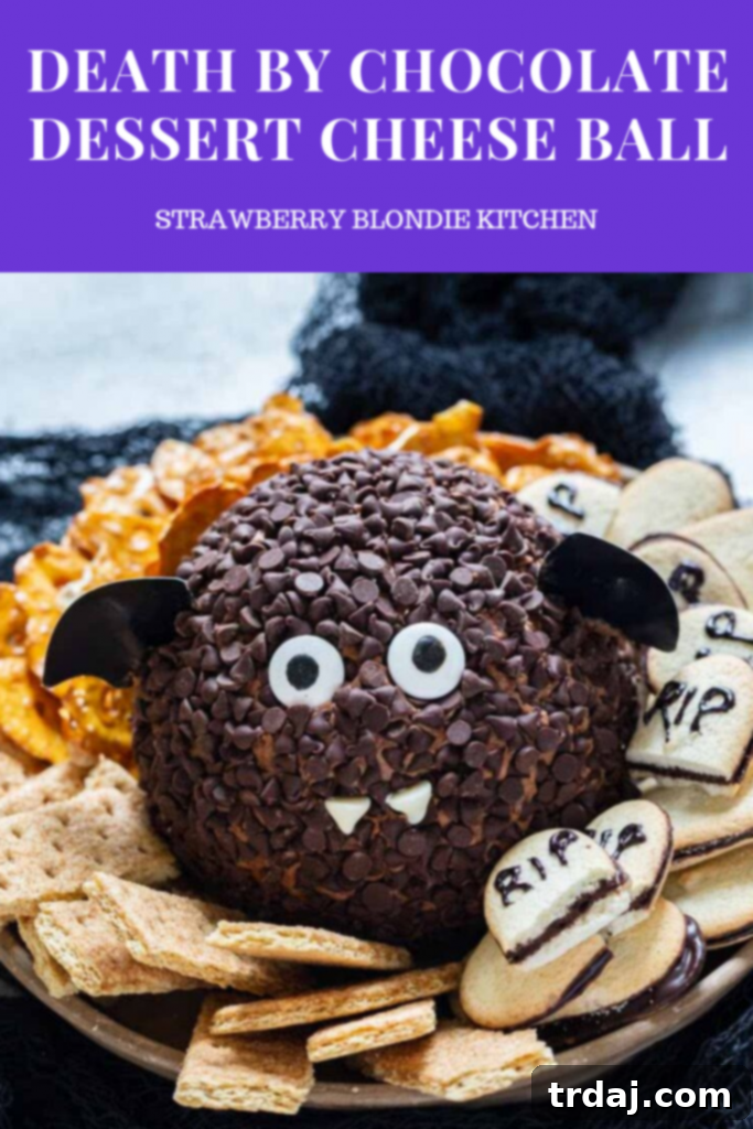 Death by Chocolate Indulgence Sphere 4 A festive Halloween treats graphic, inviting readers to explore more spooky recipes.