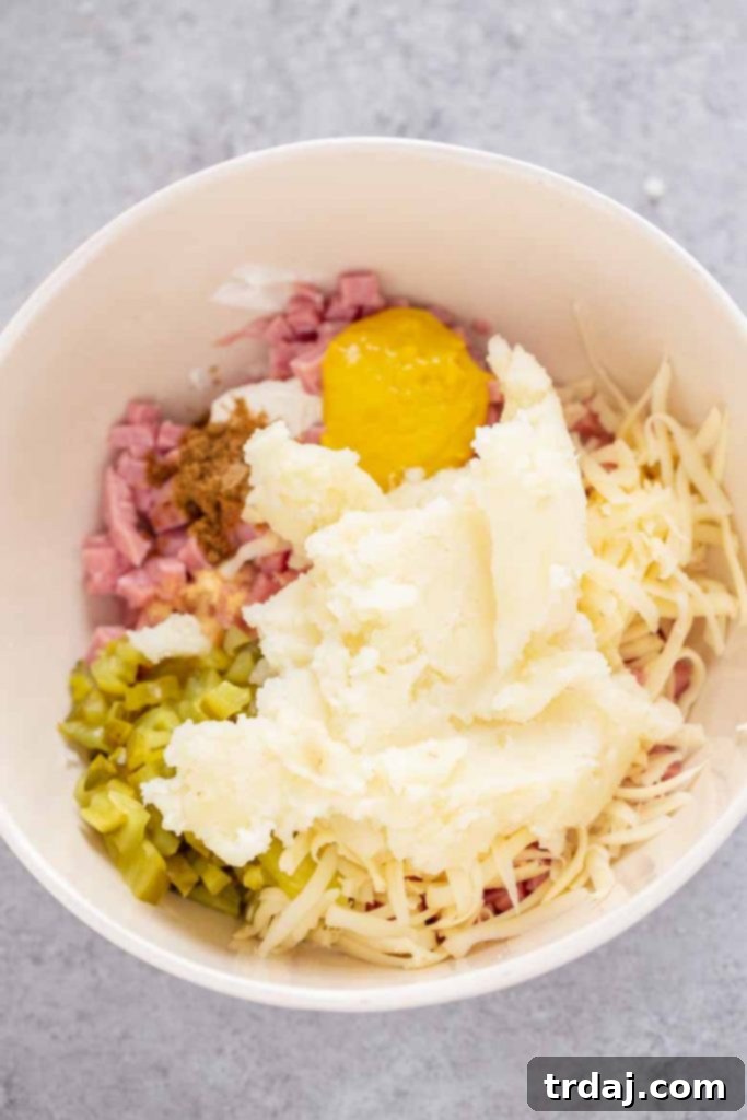 Delicious potato filling mixture, ready to be stuffed into potato skins