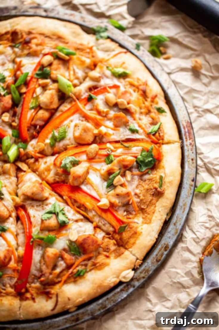 Thai Chicken Pizza image for Pinterest