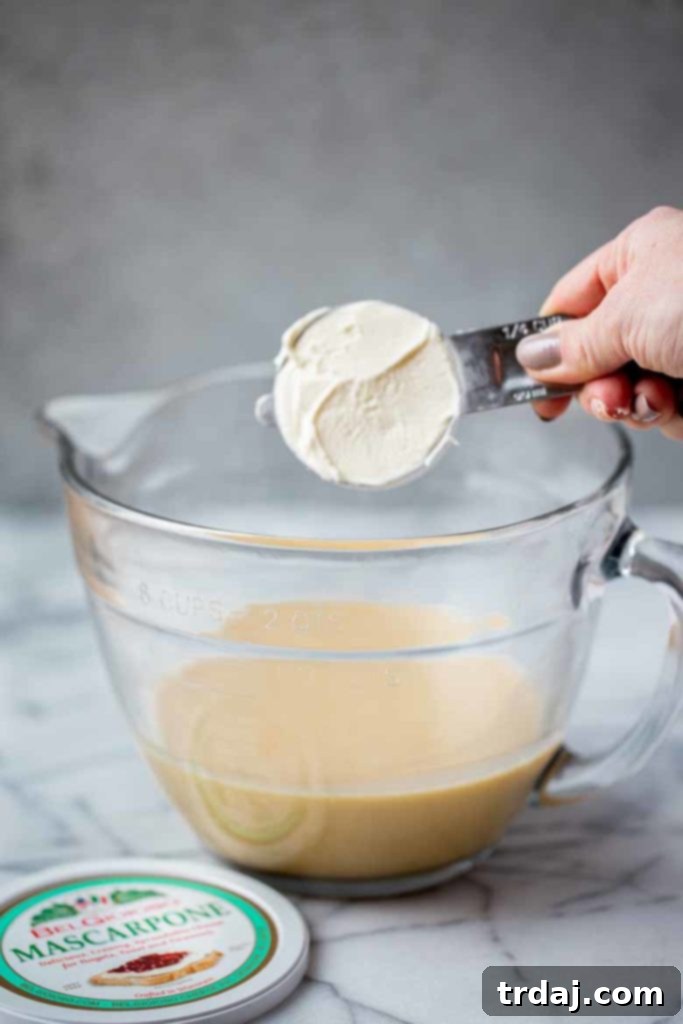 Tiramisu Swirl Delight 4 Bowl of Vanilla Batter with Mascarpone cheese