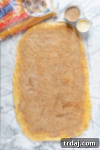 Carrot cake cinnamon roll dough sprinkled with brown sugar and spice mixture