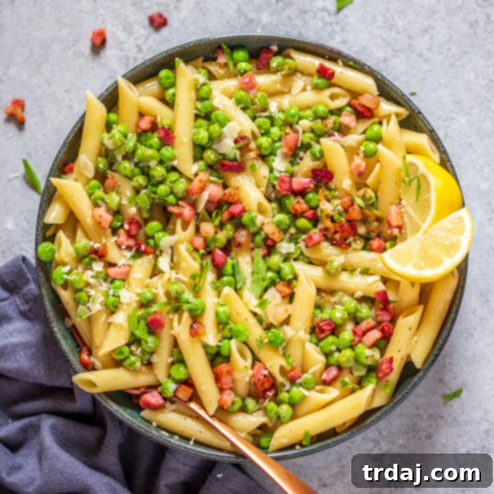 Crispy Pancetta and Sweet Pea Ziti