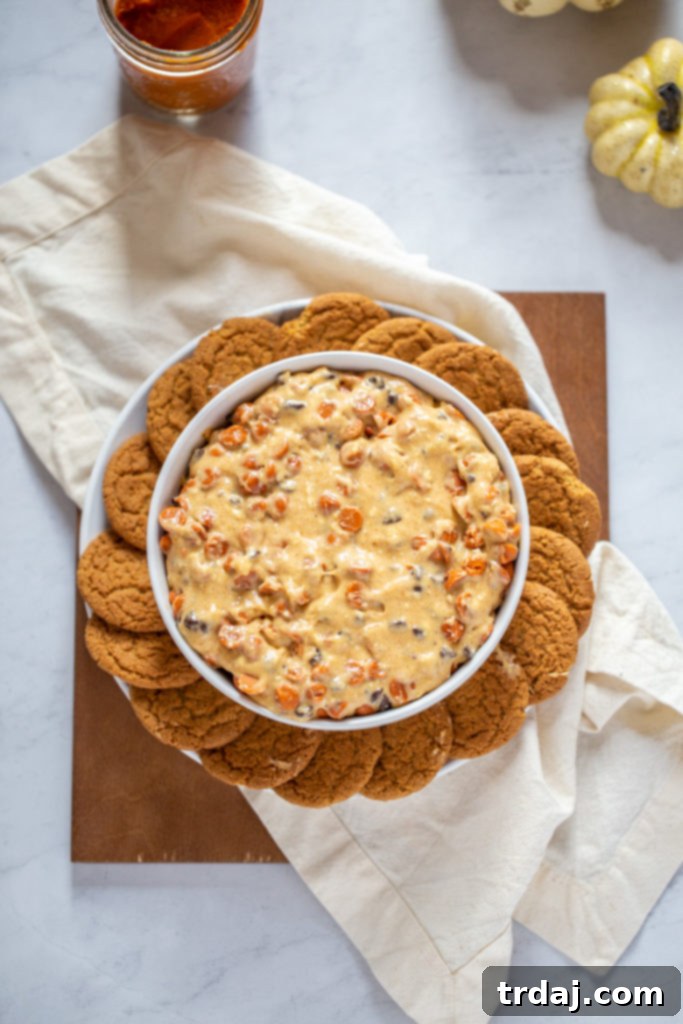 Pumpkin Spice Cheesecake Dip ready to be served